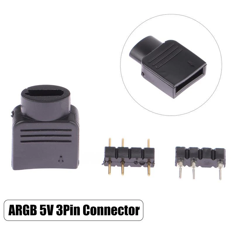 100% New 1Set ARGB 5V 3Pin Connector Adapter With Inner Core Plug Connector For Making ARGB Lamp Light Cable, Extension Cable