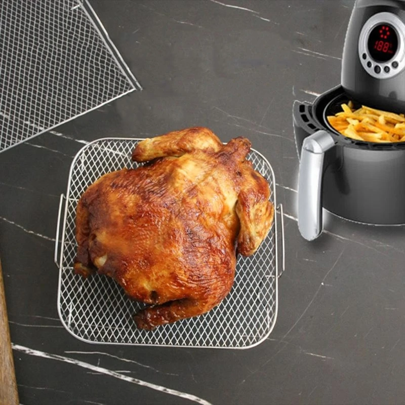 Square Air Fryers Grill Rack With Reinforced Edges For Secure Placement Rustproof Cooking Grate 0XXB