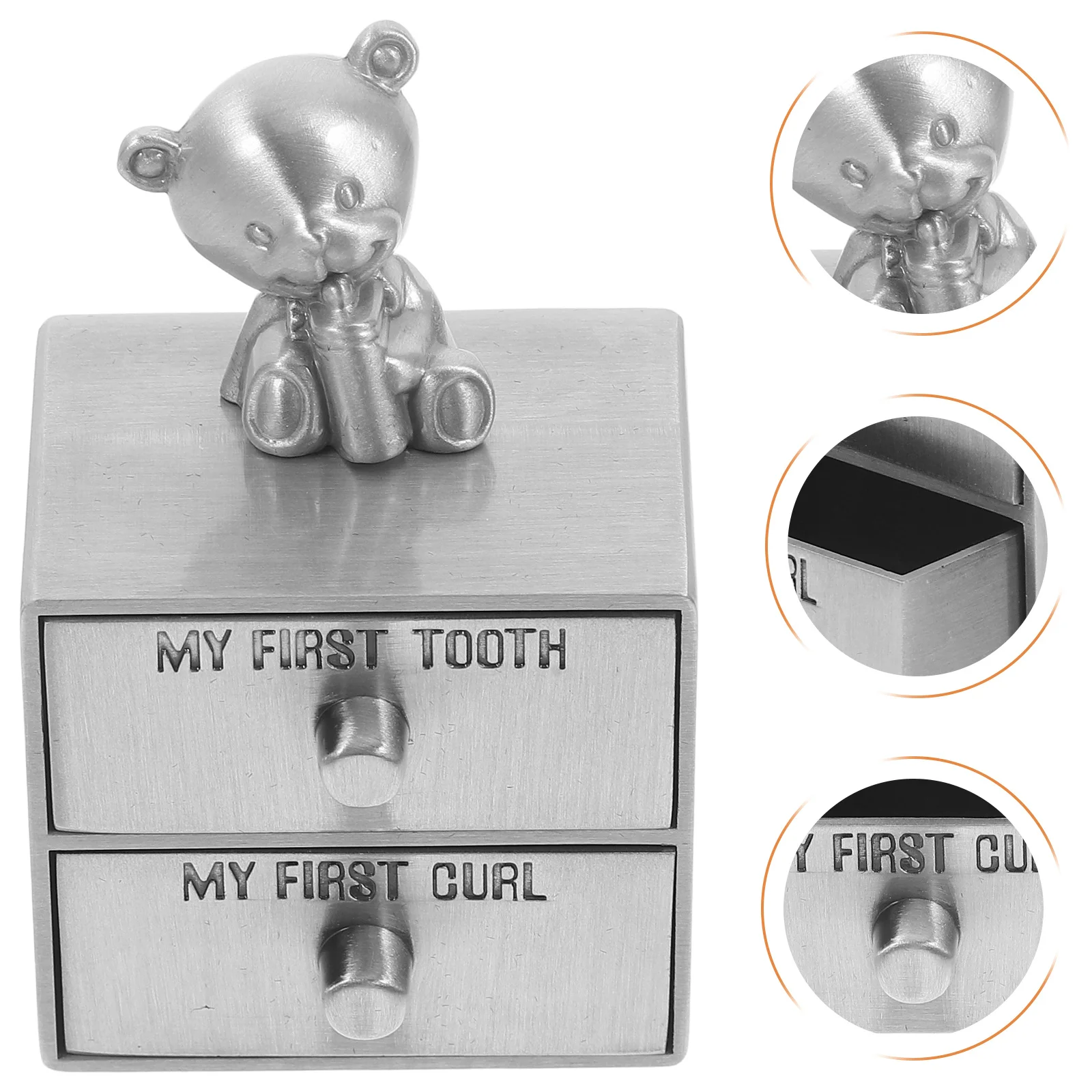 Baby eerste tand opbergdoos metalen lade organisator dubbellaags tand en krul aandenken voor babyhaar en tandencollectie