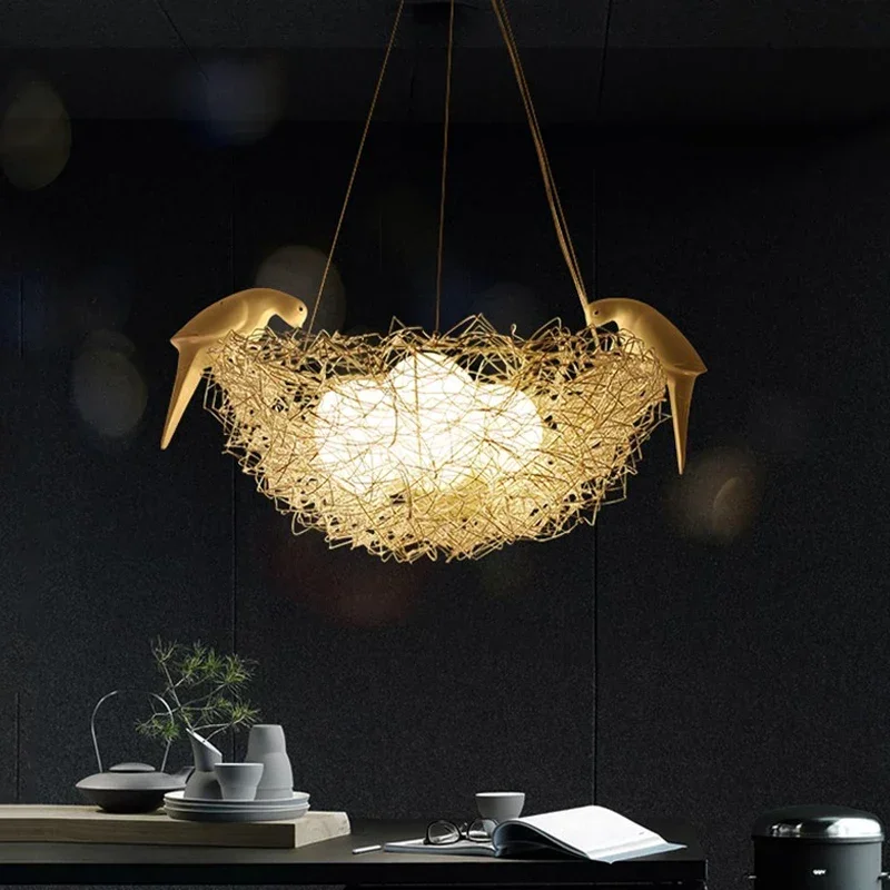 Moderne Led Bird Nest Hanglamp Eetkamer Chorme Bird 'S Nest Kroonluchter Restaurant Home Decor Aluminium Indoor Hang Verlichting