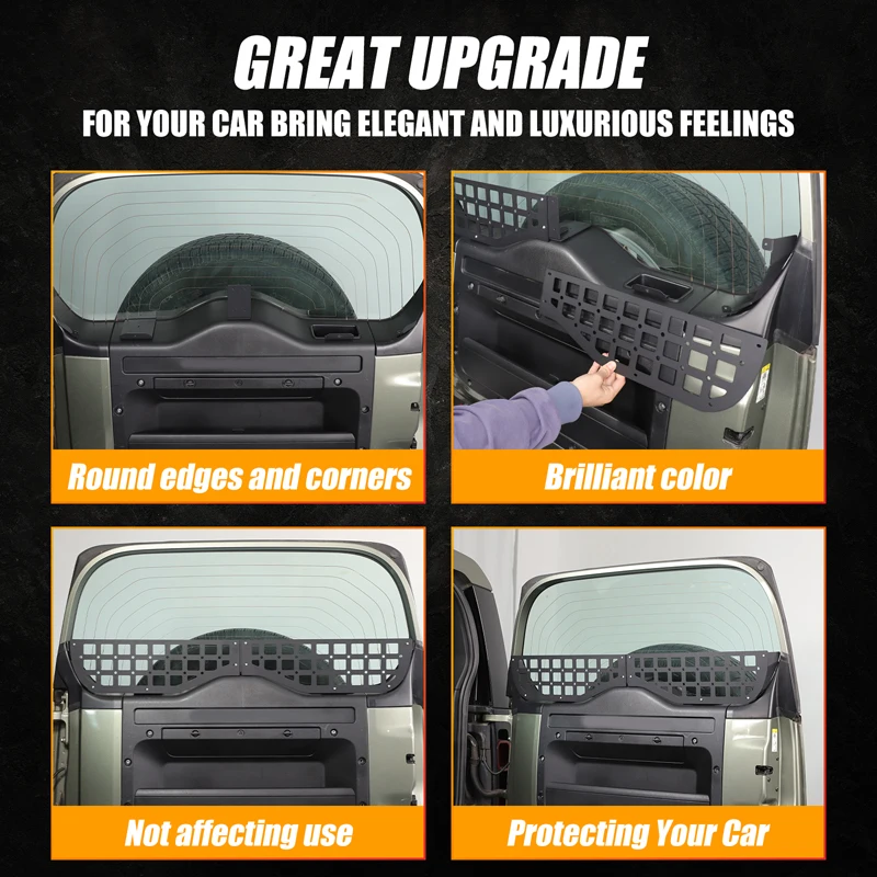 

1Pcs Aluminum alloy black For Land Rover Defender 90 110 130 2020-2025 car tailgate window storage panel fence Car accessories