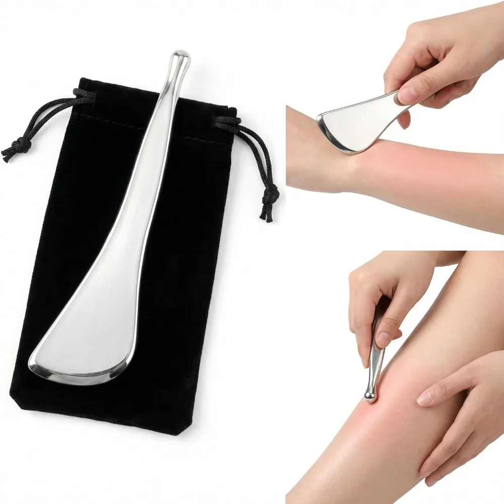 

2-in-1 Acupressure Pen, Dual-Ended Stainless Steel Gua Sha Scraper and Large Tip Fascia Massage Tool for Deep Tissue Massage, Back, Neck, Shoulders and Foot