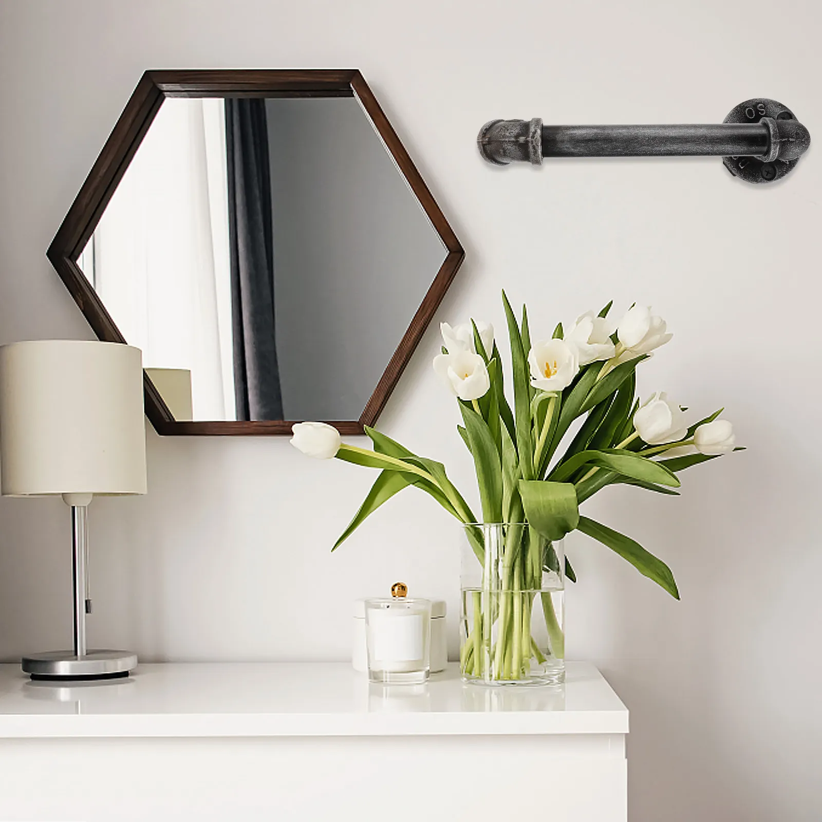 1Pcs Exquisite Workmanship Iron Shelf Bracket Industrial Style Wall Shelf Decor for Farmhouse Living Room DIY Shelving Rack