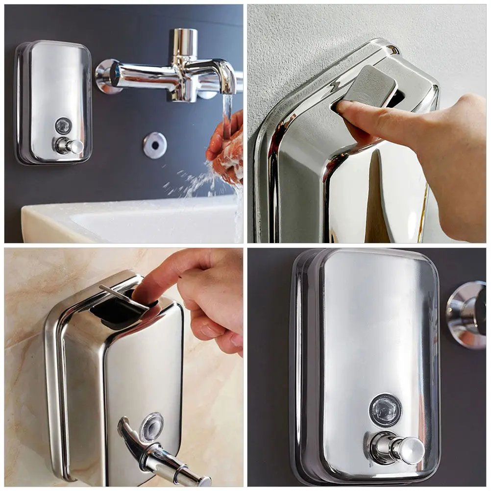 

Настенный дозатор для мыла из нержавеющей стали для ванной, кухни, душа, отеля, большой емкости, для жидкого мыла, шампуня, геля для душа