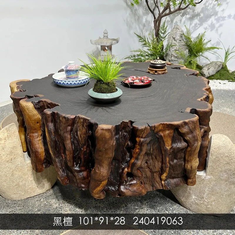 Size: 100-91-28 tea table dining table black sandalwood large board conference table (simple, sand washing process)