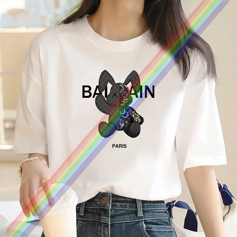 Fashion T-shirt Women's Summer monogram Print short Sleeve T-shirt Cotton T-shirt Casual breathable street women's T-shirt