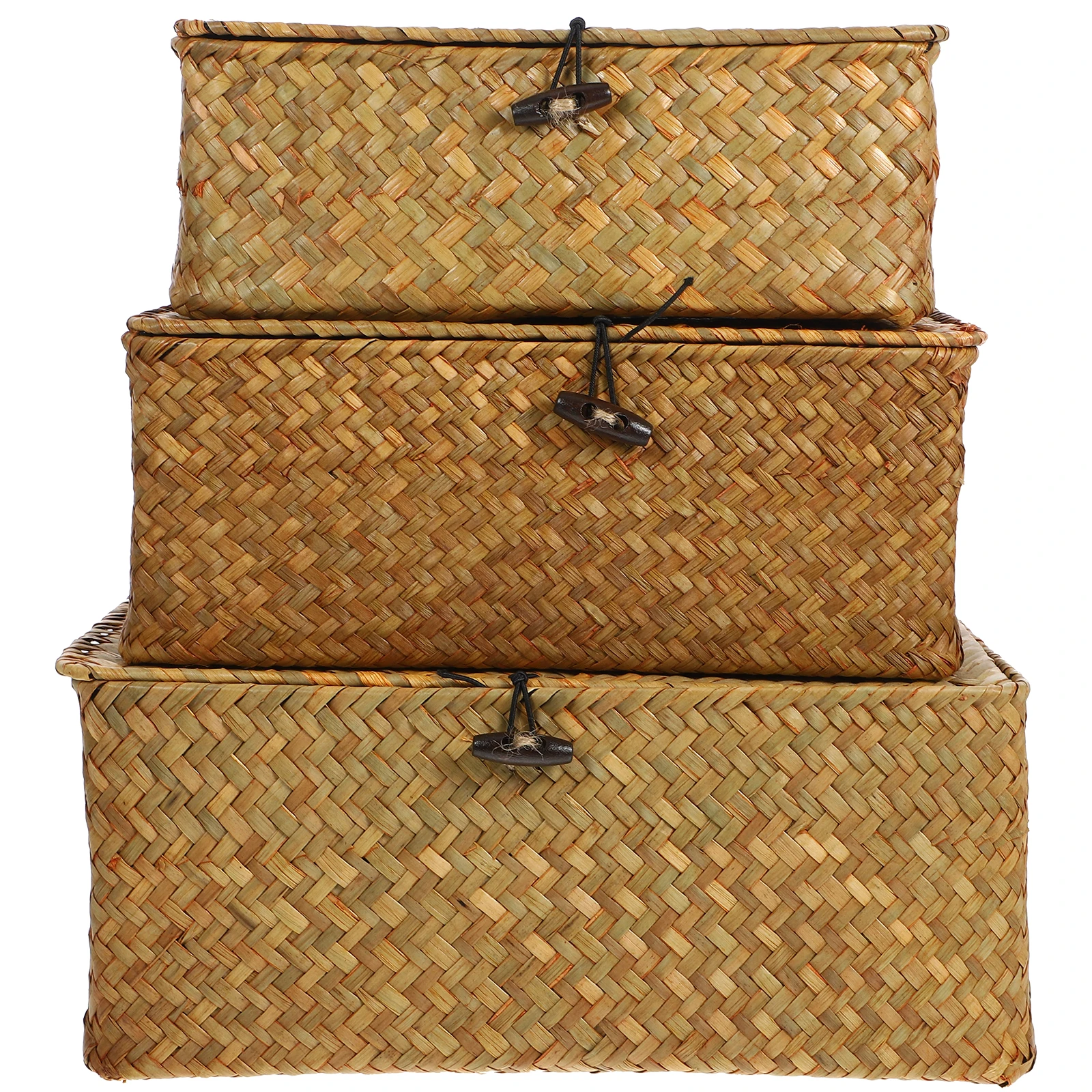 

3pcs Natural Seaweed Woven Storage Basket for Bathroom Bedroom Living Room Home Decor Containers Box Household Solutions