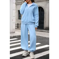 Women's 2 Piece Tracksuit Set Full Zip Lapel Sweatshirt and Jogger Pants Casual Loose Fit Sportswear Lounge Outfits