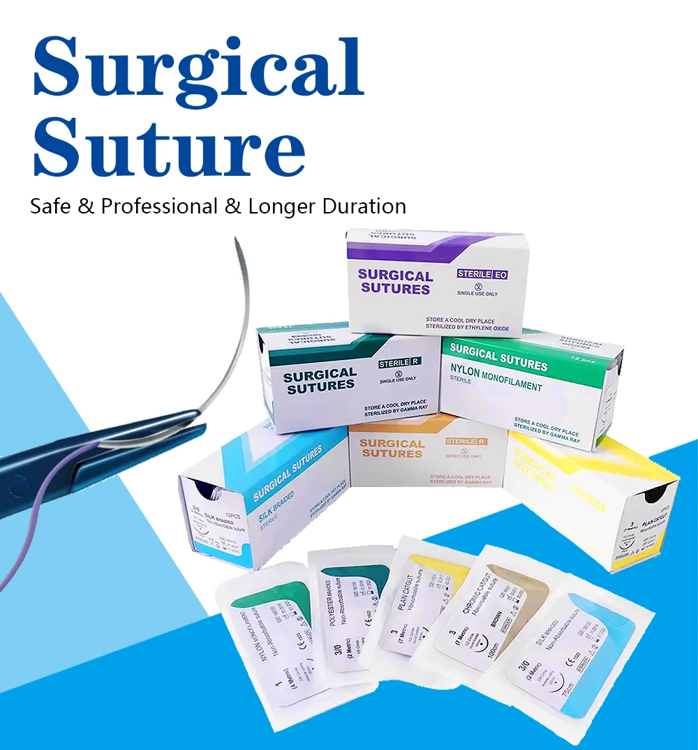 12 шт. хирургическая шовная нить для домашних собак, шелковая PGA PGLA с иглами 75 см 2/0 3/0 4/0 5/0 для использования в учебной клинике
