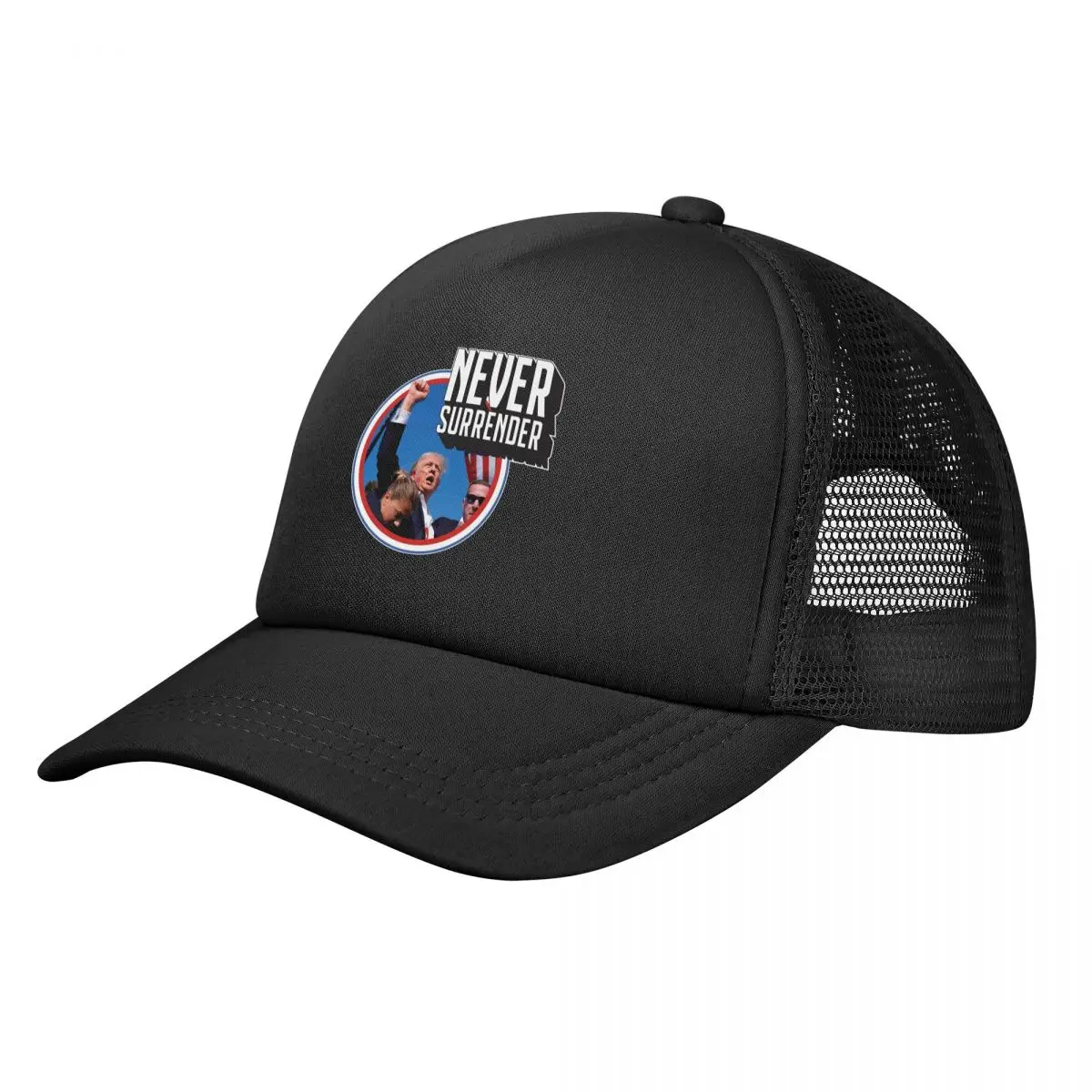 

Trump Shooting NEVER SURRENDER Trucker Hat Unisex Trucker Hat Racing Cap Adjustable Snapback Caps Mesh Baseball Cap High Quality