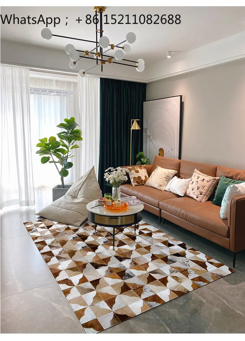 SCY living room cowhide carpet retro floor mat advanced medieval home improvement carpet