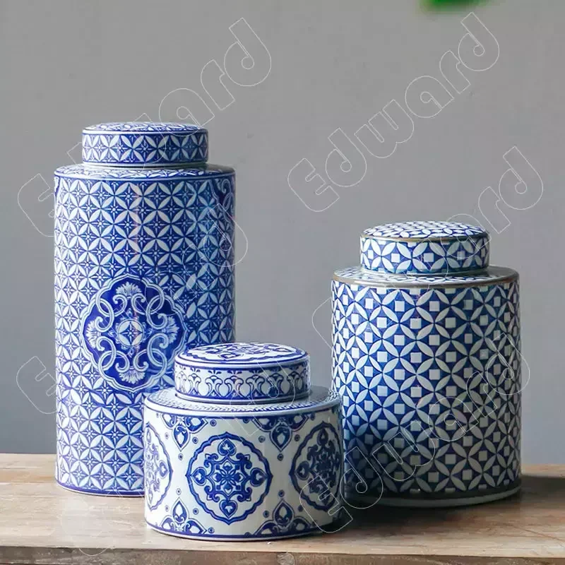 Imagem -02 - Azul e Branco Porcelana Vaso Estilo Clássico Vasos Cerâmicos Ornamentos Moderno Casa Criativa Decoração Sala de Estar Artesanato de Mesa