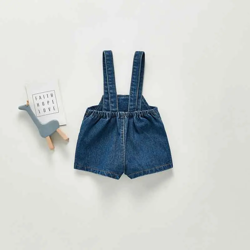 Fashion Baby Denim Shorts 0-3Years Newborn Kids Solid Color Elastic Waist Suspender Bottom Overalls Loose Outfits Spring Clothes