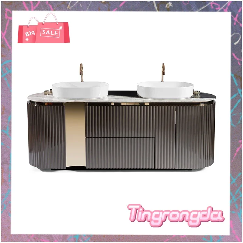 

Y Italian light luxury porch cabinet imported luxury stone marble fashion washing counter side cabinet