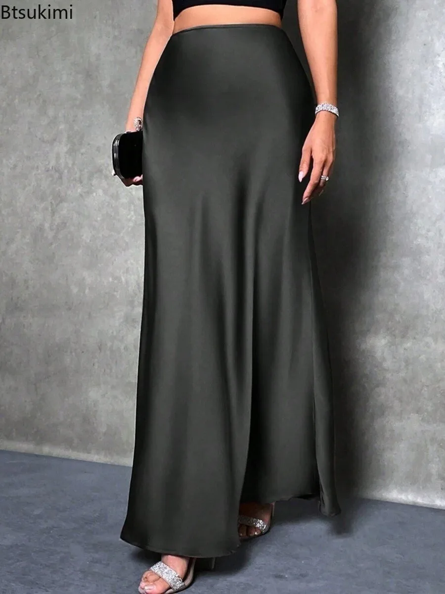Women's Elegant Silk Satin Half Skirt High Waisted Mermaid Pencil Skirt Wedding Cocktail Party Formal Ball Dress Bottom Outfit