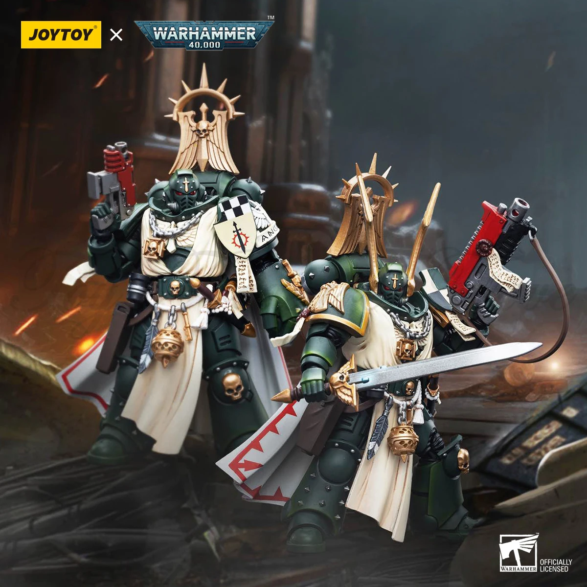 [EN STOCK] JOYTOY Warhammer 40k 1/18 figurines d'action maître des anges sombres maître Lazarus avec poing de puissance modèle militaire Anime
