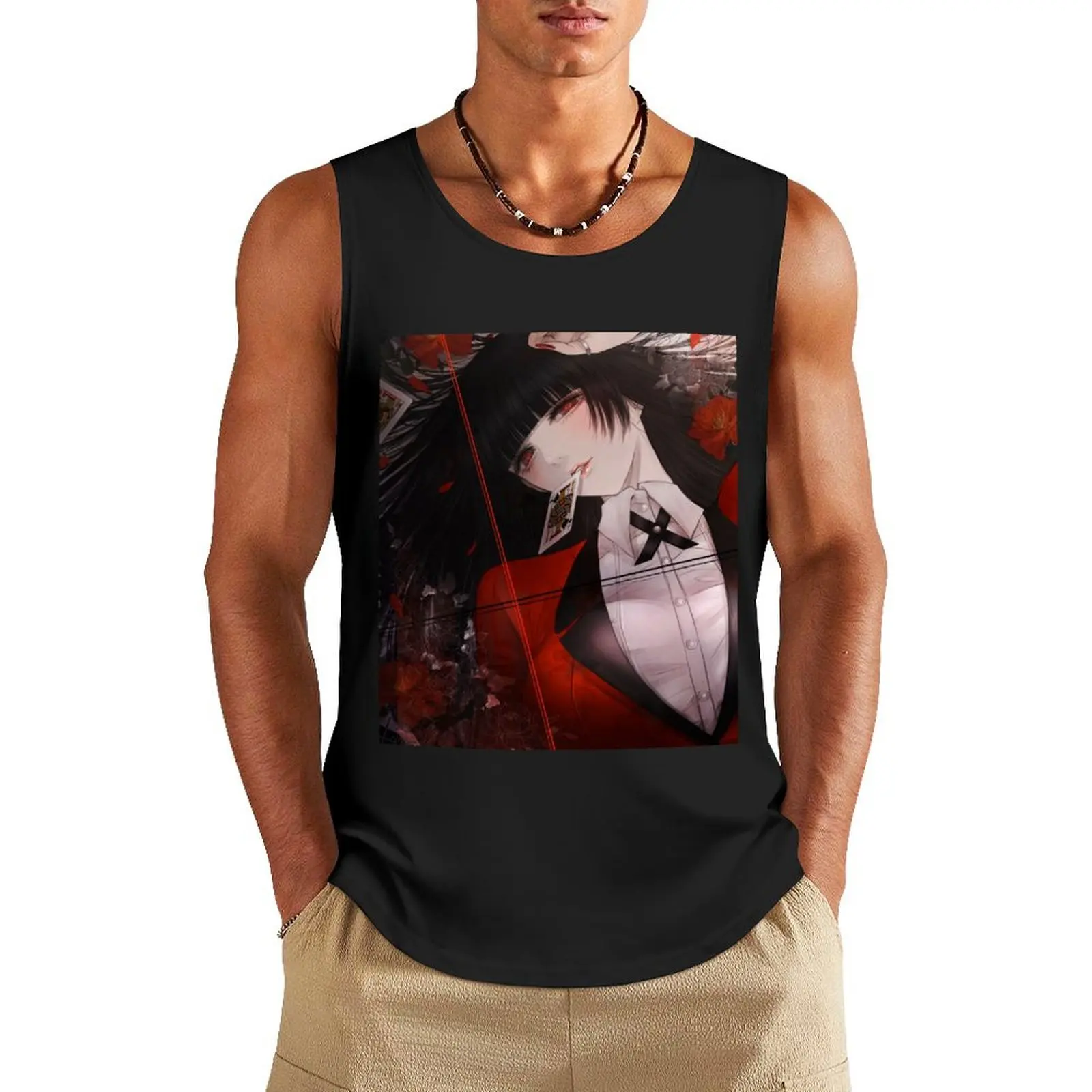 kakegurui Tank Top cotton t-shirts man gym t-shirts Men's summer vest gym t-shirts man