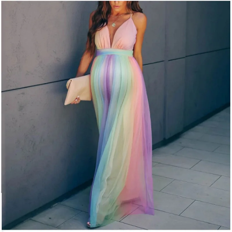 

Dresses For Women 2022 Pregnancy Shooting Dress Fashion Mesh Women's Dress V-Neck Maternity Clothes For Pregnant Women Clothing