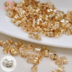 (2537)100 adet 6.5x4.5x3.5MM 24K altın rengi kaplama pirinç düğme küpe geri stoper Diy takı için yapımı bulguları aksesuarları