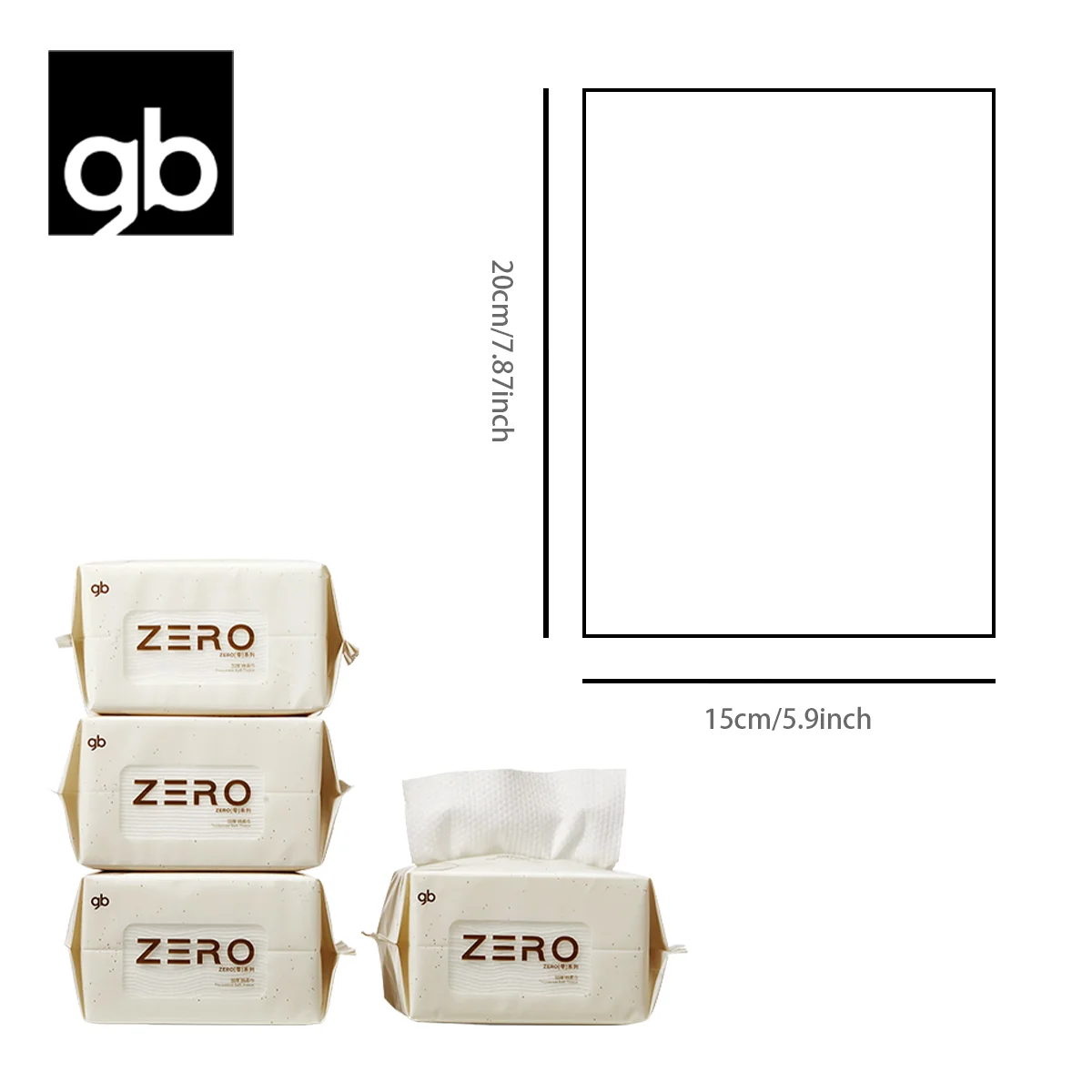 gb Zero Series Soft Tissue, Face Towels, Washcloth, Bath Towels, Daily Care Kit, 640 Count, Soft & Sensitive, Hypoallergenic