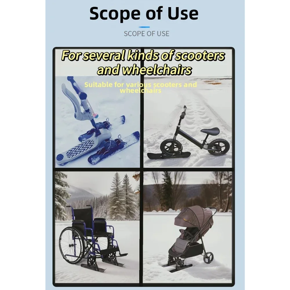 For Scooters For Bicycles Multi-terrain Sled Snow Sledge Board Winter Activities Ski Board For Wheelchair Scooter Skiing