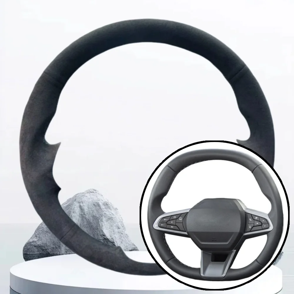 

На заказ DIY автомобильный плетеный чехол на руль, теплая замша для Dacia Duster Spring 2024 2025, накидка на руль, аксессуары для салона автомобиля