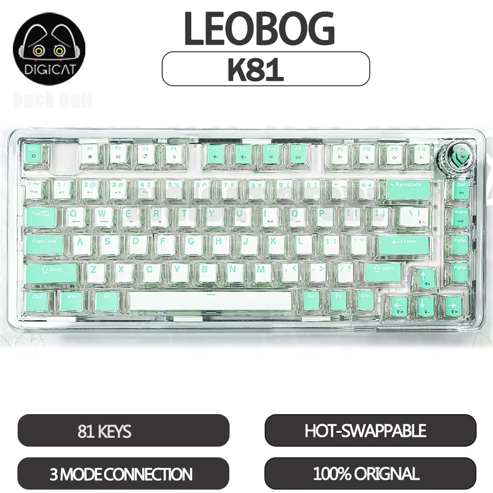 

Leobog K81 Mechanical Keyboard 3 mode USB/2.4G/Bluetooth Wireless Keyboard Hot Swap PBT Keycaps Gasket Customize Keyboard Gifts