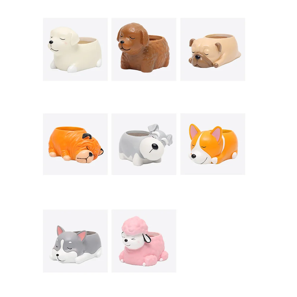 

Dog Resin Succulent Plant Pot Decorative Mini Flower Planter Style Small Flowerpot for Desk Office Garden Dog Flower Pot