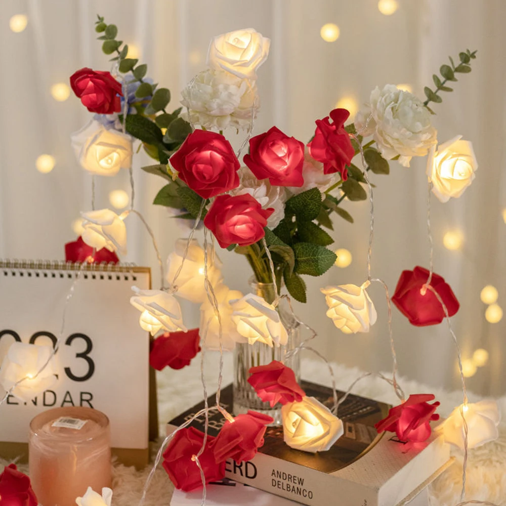 Night Lights Exquisite Rose-shaped String Design LED Warm Glow Desktop Decor Lamp Perfect for Home Party Ambiance Soft Lighting