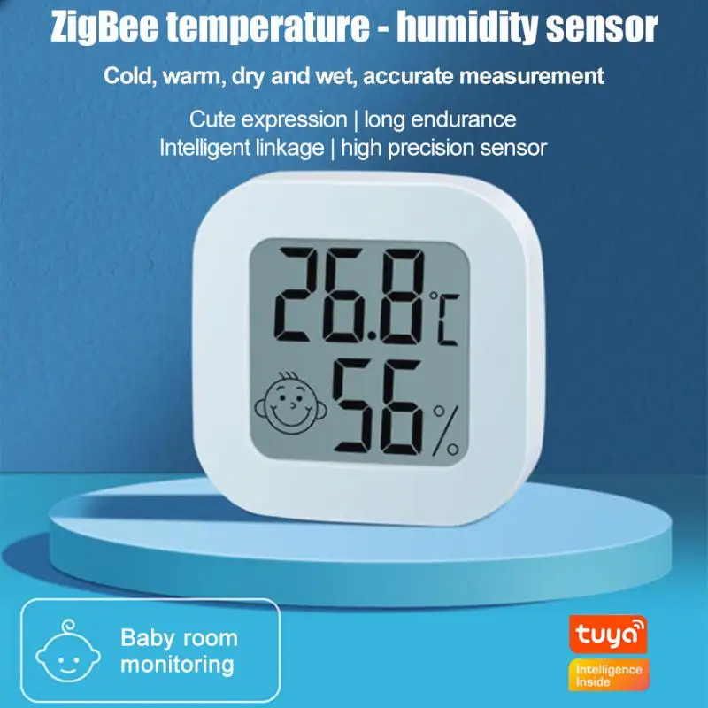 AUBESS Tuya ZigBee Smart Temperature Humidity Sensor LCD Display Indoor Thermometer Monitoring Via Alexa Google Home Smartlife