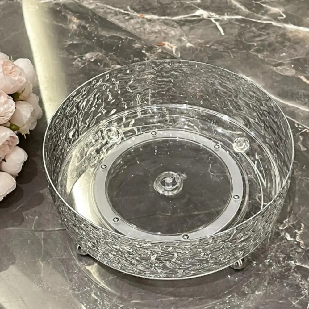 Rotating Snack Serving Tray for Coffee Table 360-degree Spinning Fruit Nut Serving Platter Deep Edge Space-Saving Candy Holder