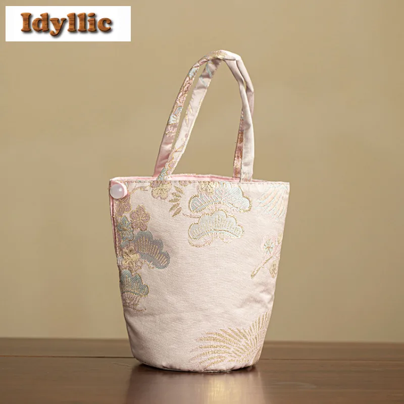 Brocado de algodón, sedas, satén, bordado, té Cozies, té antiguo, acogedor para tetera, bolsa de mano, juego de té de viaje, juego de té chino artesanal