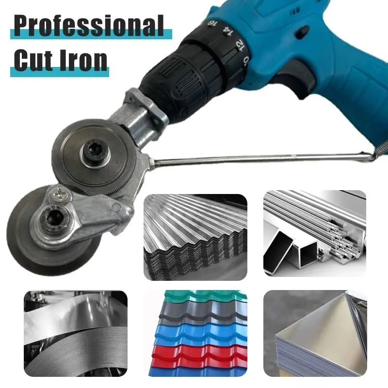 Electric Drill Plate Cutter, Metal Nibbler Drill Attachment, Sheet Metal Cutter with Adapter DIY Drill Attachment for Cutting