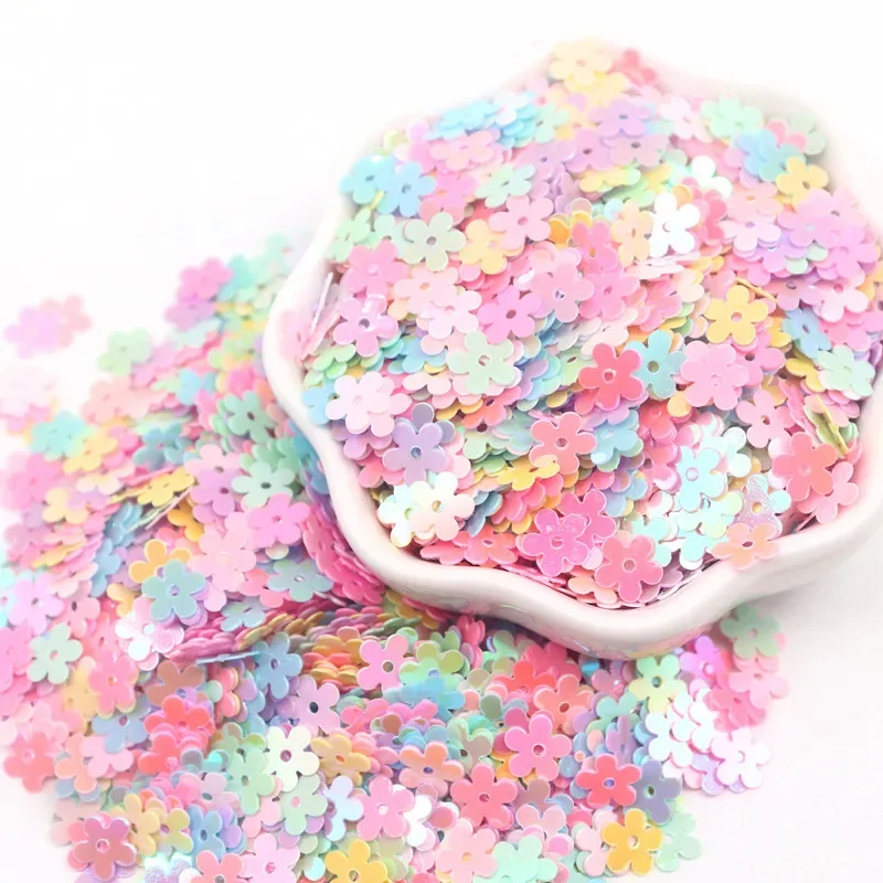 6mm Flower Sequins PVC Flat Plum Blossom Shape Loose Nail Art Sequins Paillettes Sewing Craft DIY Scrapbooking 10g