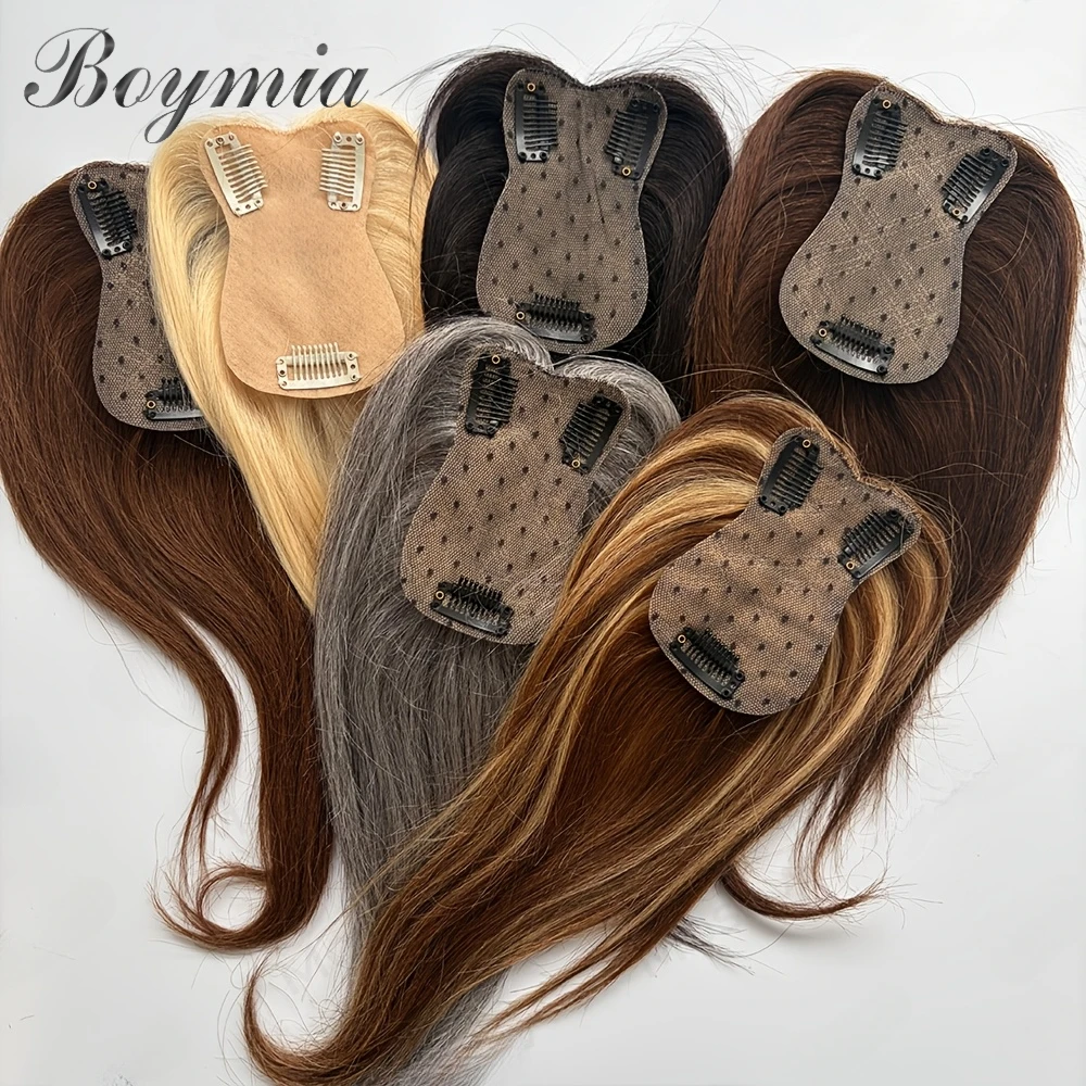 Women'S Real Human Hair Topper Hairpiece Suitable for Thinning Hair - Clip-In Bangs And Middle Part with 7X11 Hair Density, Breathable Hair Addition for Daily Use And Special Events, Korean Style Hairpiece for Volume, Suitable for Skin Tones