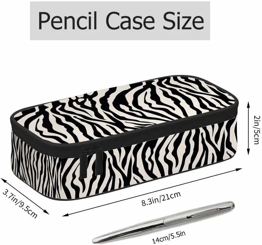 Zebra Stripes Pencil Case Organizer White Black Stripe Animal Fur Stationery Box Makeup Box School Supply for Boy Girl Men Women