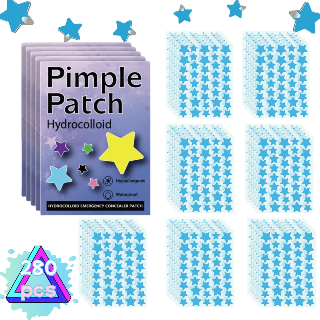 280 PCS pieces of multi-color star acne patches, facial acne patches, concealer acne patches, and pimples patches, ultra-thin
