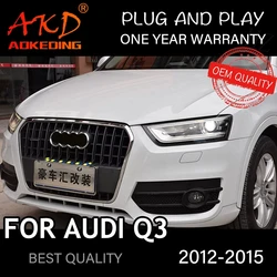 Headlight For Audi Q3 2012-2015 Car автомобильные товары 12V LED DRL Hella Xenon Lens AKD Hella Hid H7 Q3 Car Accessories