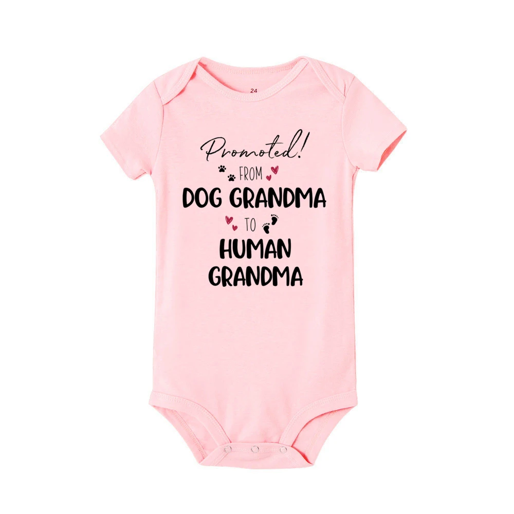 Promoted From Dog Grandpa To Human Grandpa Infant Bodysuit Baby Announcement Jumpsuit Newborn Romper Gift for New Grandparents