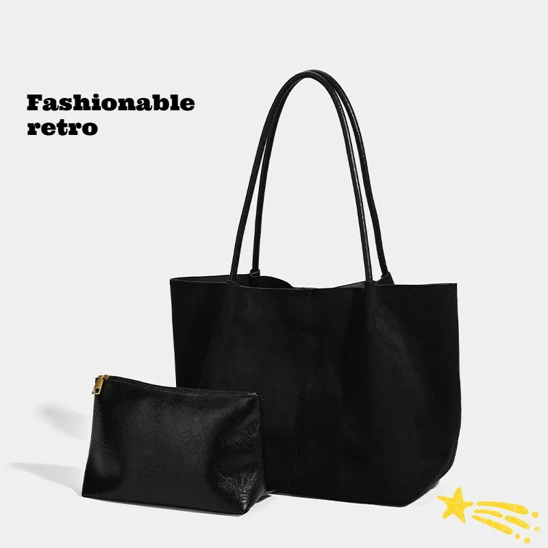 

Fashionable and simple large capacity retro suede 2026 new casual commuting single shoulder handbag mother bag tote bag