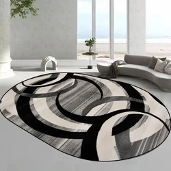 Modern Style Oval Carpets for Living Room Abstract Home Decoration Mat Large Bedroom Rug Non-slip Coffee Tables Mat Washable