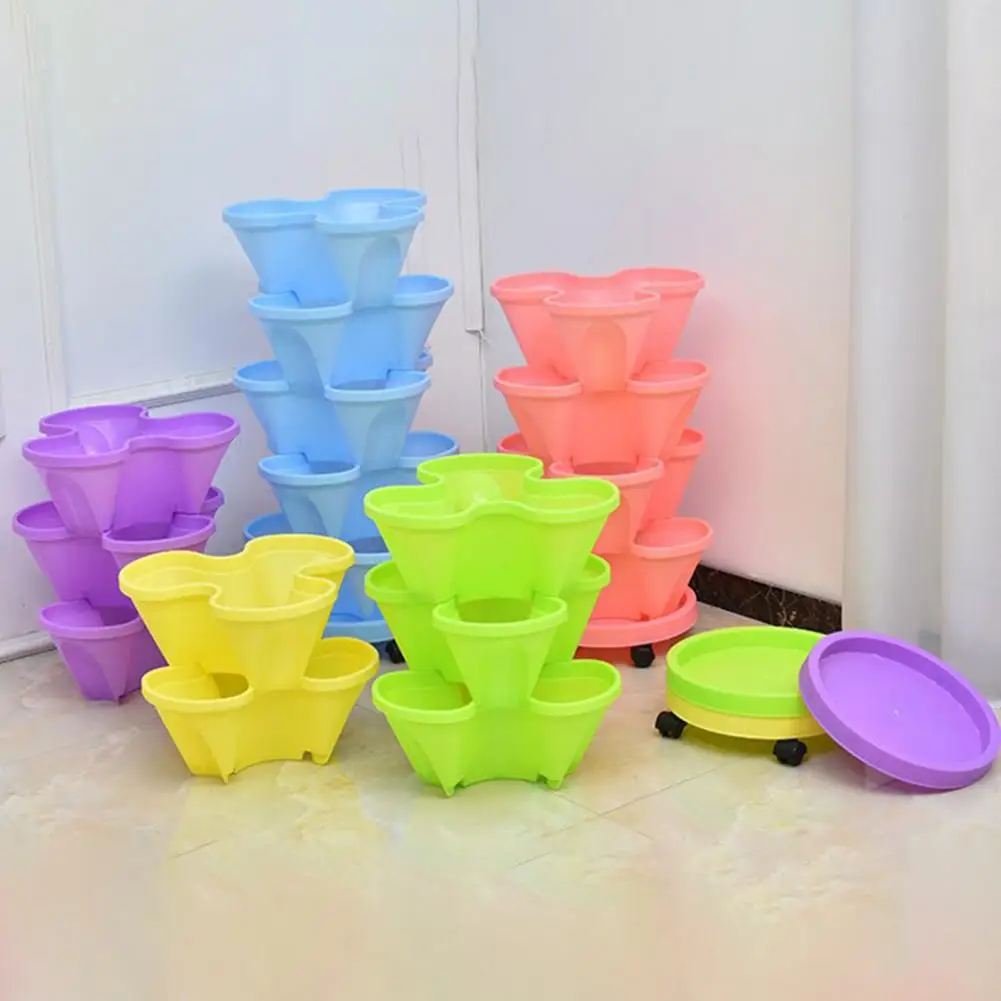Plant Pots Stackable Multi Layers Strawberry Pot Gardening Planter Creative Petal Design Plant Container Tomato Planting Pot