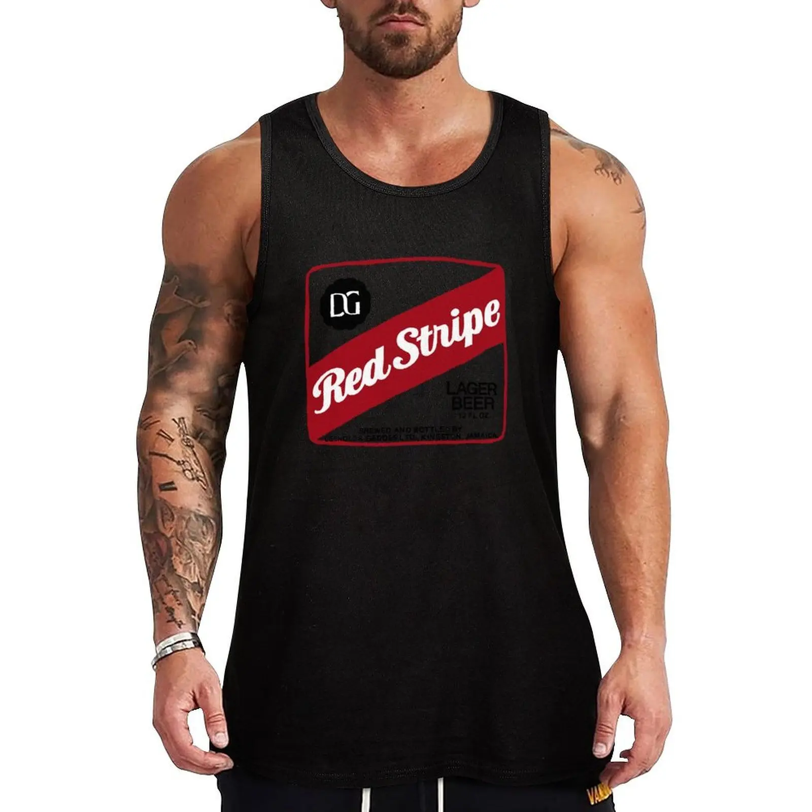 Red Stripe transparent POP Tank Top Sleeveless Gym Tank Top Fitness Training Quick Dry
