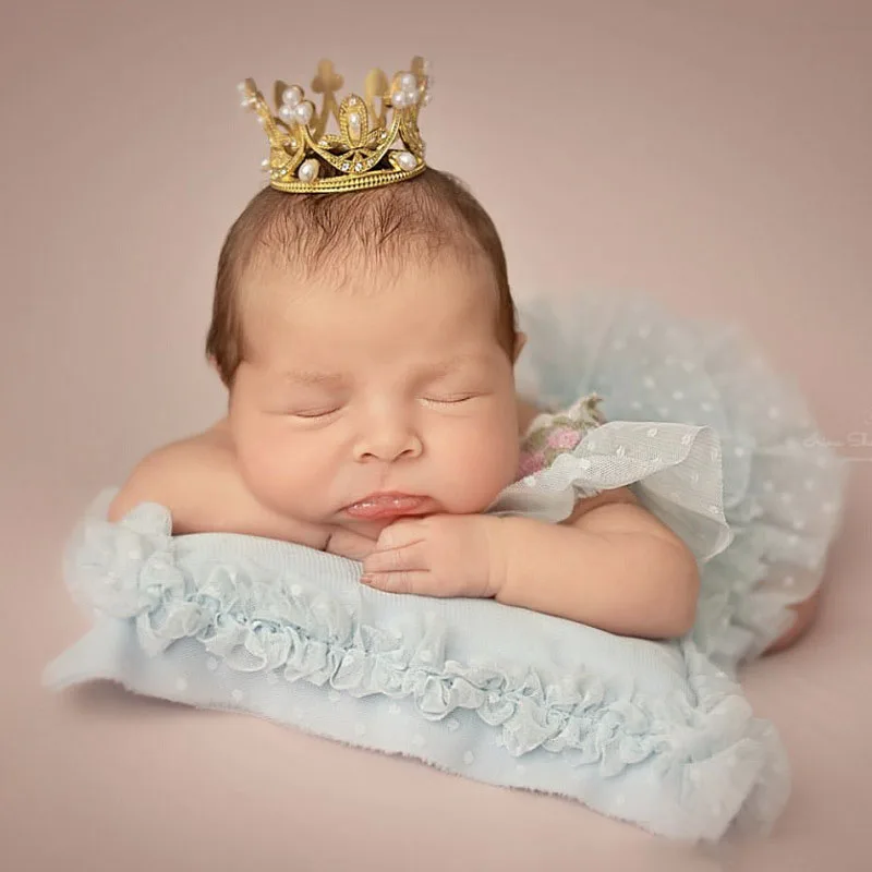 Newborn Photography Props Accessories Princess Crown Studio Female Baby Shoot Prop Infant Girl Fotografia Golden Silver Crowns