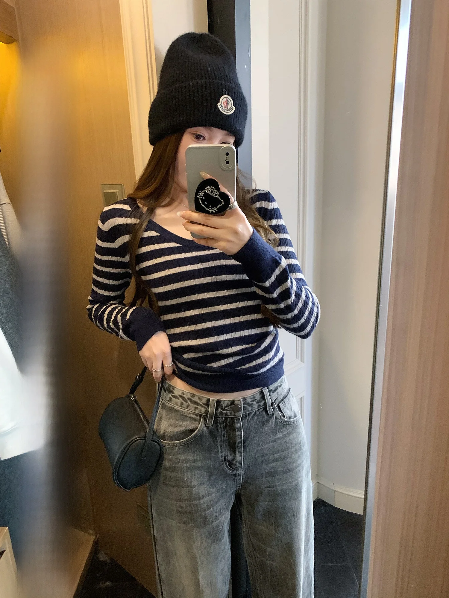 

Hhi Женский приталенный вязаный свитер круглый Ne Long Sve Casual Sle Мягкий уютный верх с верхней частью Внутренняя одежда T на весну...