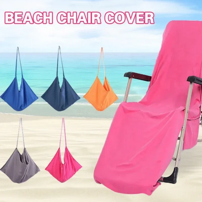 Quick Drying Beach Towel Chair Cover Microfiber Chaise Lounge Towel Cover with Pockets Side for Pool Sun Lounger Hotel Garden