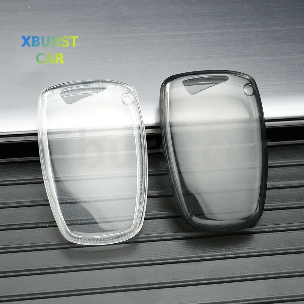 Transparent TPU Auto Shell Fob Holder Car Key Case Cover For Hyundai Grand Santa Fe IX45 GENESIS EQUUS AZERA Accessories