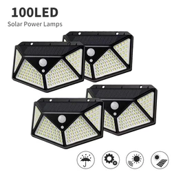 Luces LED solares para exteriores, lámpara de pared con Sensor de movimiento PIR, decoración del hogar, jardín, patio, luces de carretera impermeables, 100