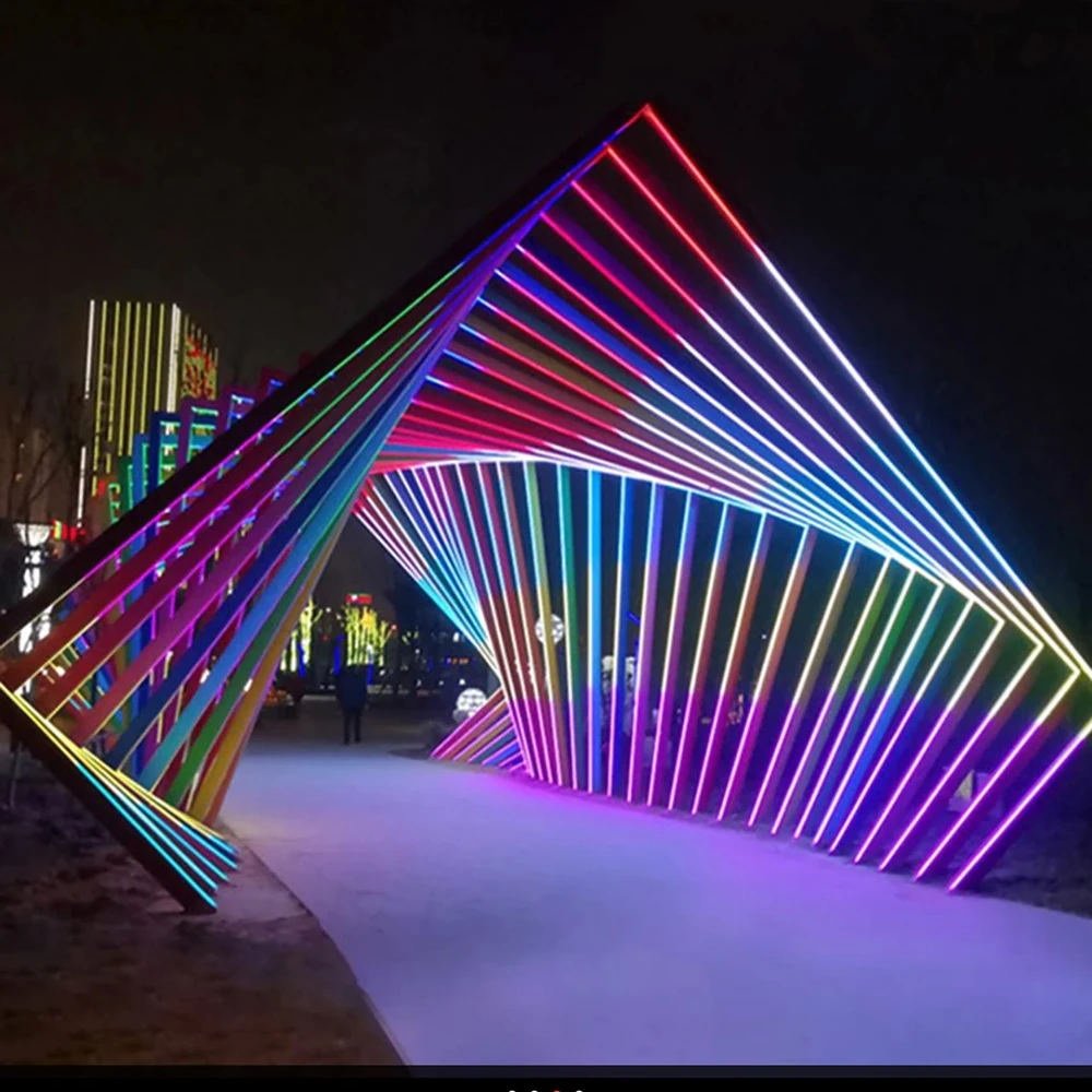 

4pcs Welcome Lighting Decoration LED Wedding Chuppah Design Walkway Light Tunnel Metal Arch Backdrop RGB Backdrop