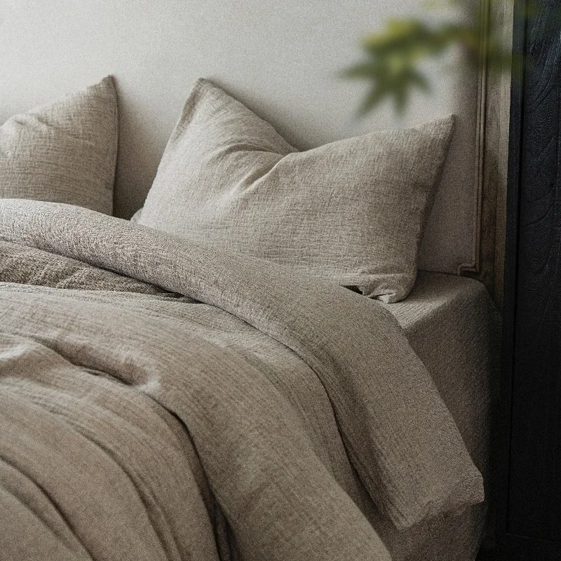 

Classy Retro Sense Wabi-Sabi Style Pure Cotton Quilt Cover Set Japanese Casual B&B Quilts Double-Layer Gauze Naked Sleeping